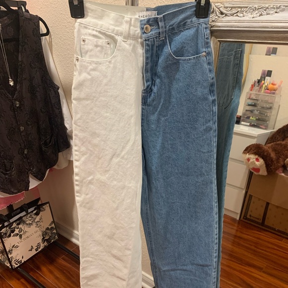 Pants - Split pants white and blue